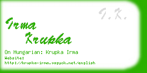 irma krupka business card